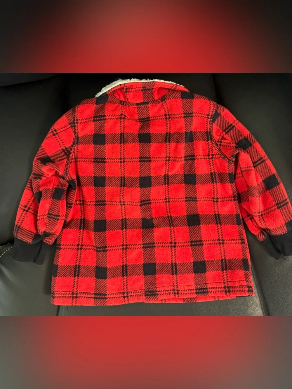 Carter's 12M Red & Black Plaid Sherpa-Trim Pullover Sweater